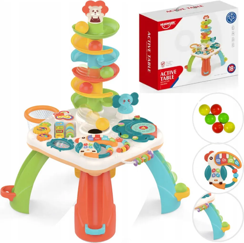 Table de Jeu Interactive Toboggan à Billes et Balles Safari pour Bébé
