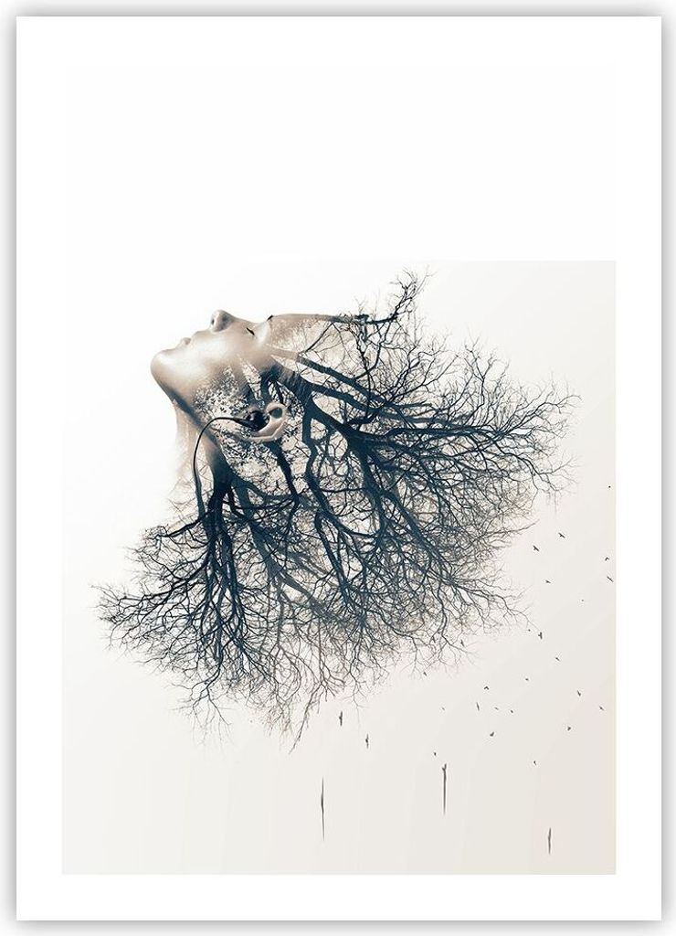 Poster - Poster ohne Rahmen - Mädchen Baum Grafik - 50x70 cm - Wand Bild - Wanddeko - Wandbilder - Kunstposter - Wandposter - Bilder - Kunstdruck ...