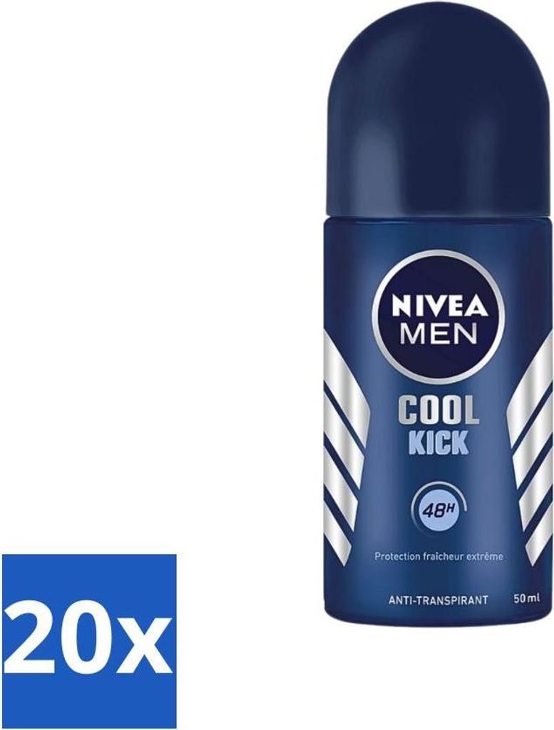 Nivea - Cool Kick - Roller-Deodorant für Männer - 48 Stunden Schutz - 50 ml - Vorteilspack - 20 Stücke