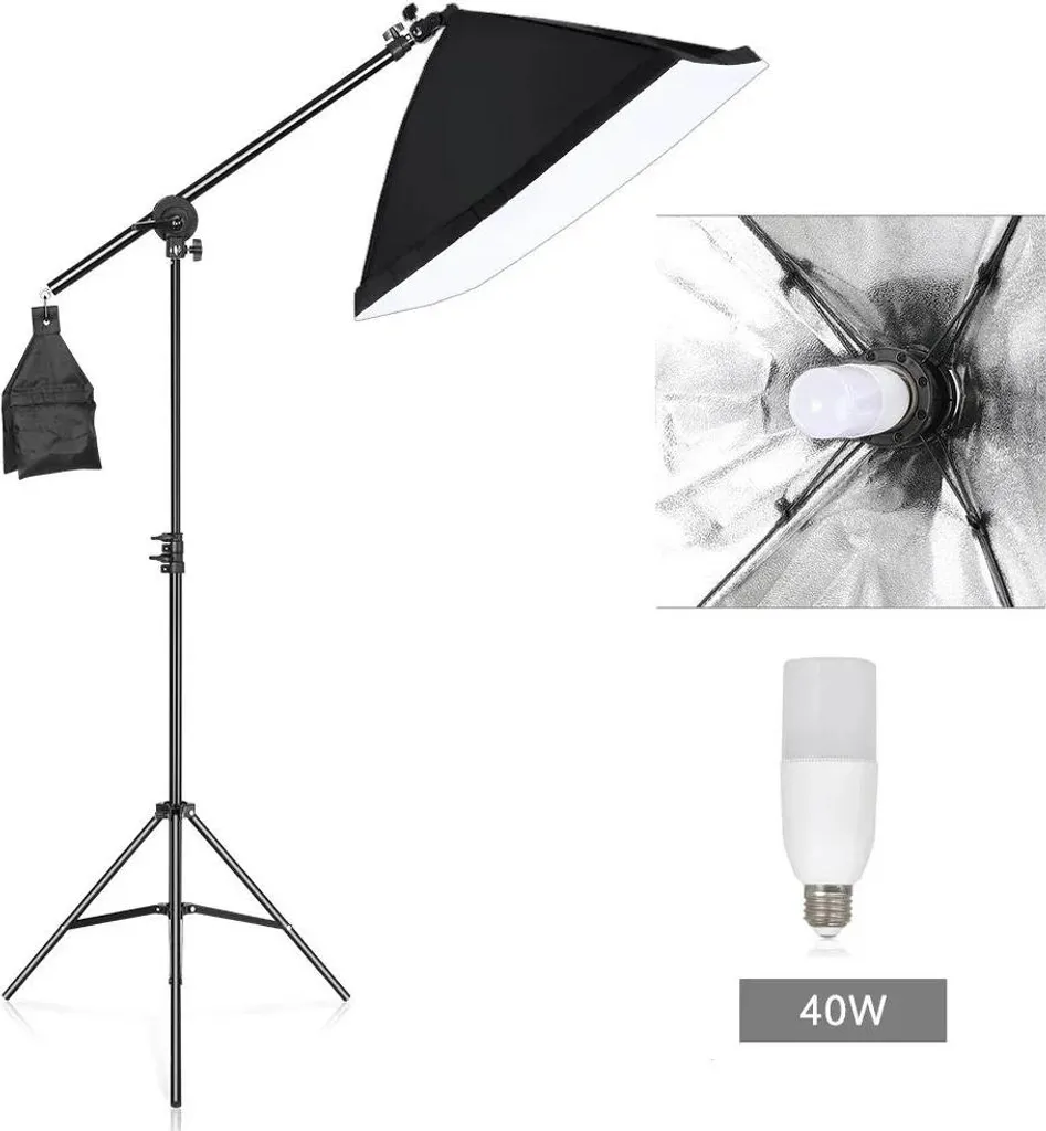 Boîte à Lumière Photo avec Barre et Ampoule 40W pour Studio Vidéo