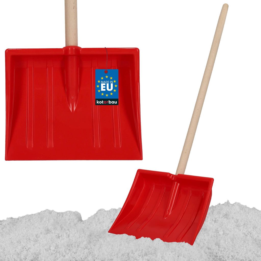 KOTARBAU Schneeschaufel für Kinder 25 x 20 cm Schnee Schaufel mit Holzstiel 82 cm Kinderschaufel Leicht & Sicher Schneeschieber Klein Rot