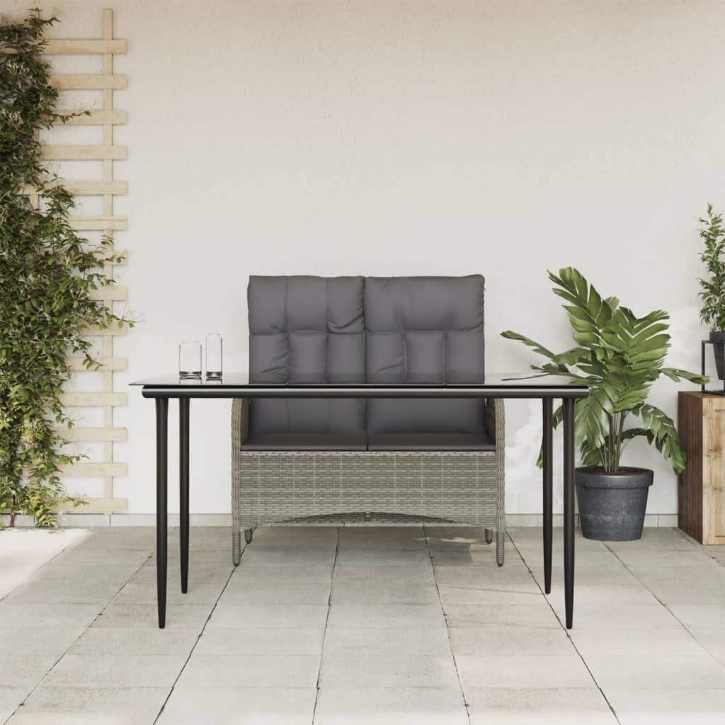 Maison Exclusive - 2-tlg. Garten-Essgruppe mit Kissen Grau Poly Rattan