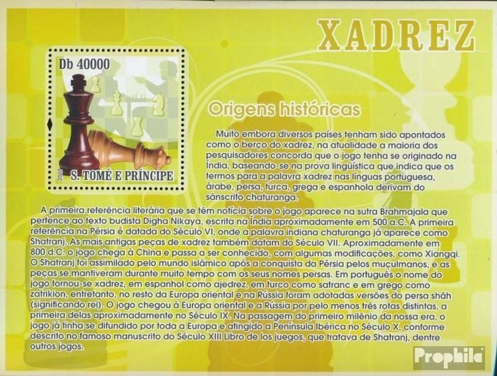 Briefmarken Sao Tome e Principe 2007 Mi Block 604 (kompl. Ausgabe) postfrisch Schach