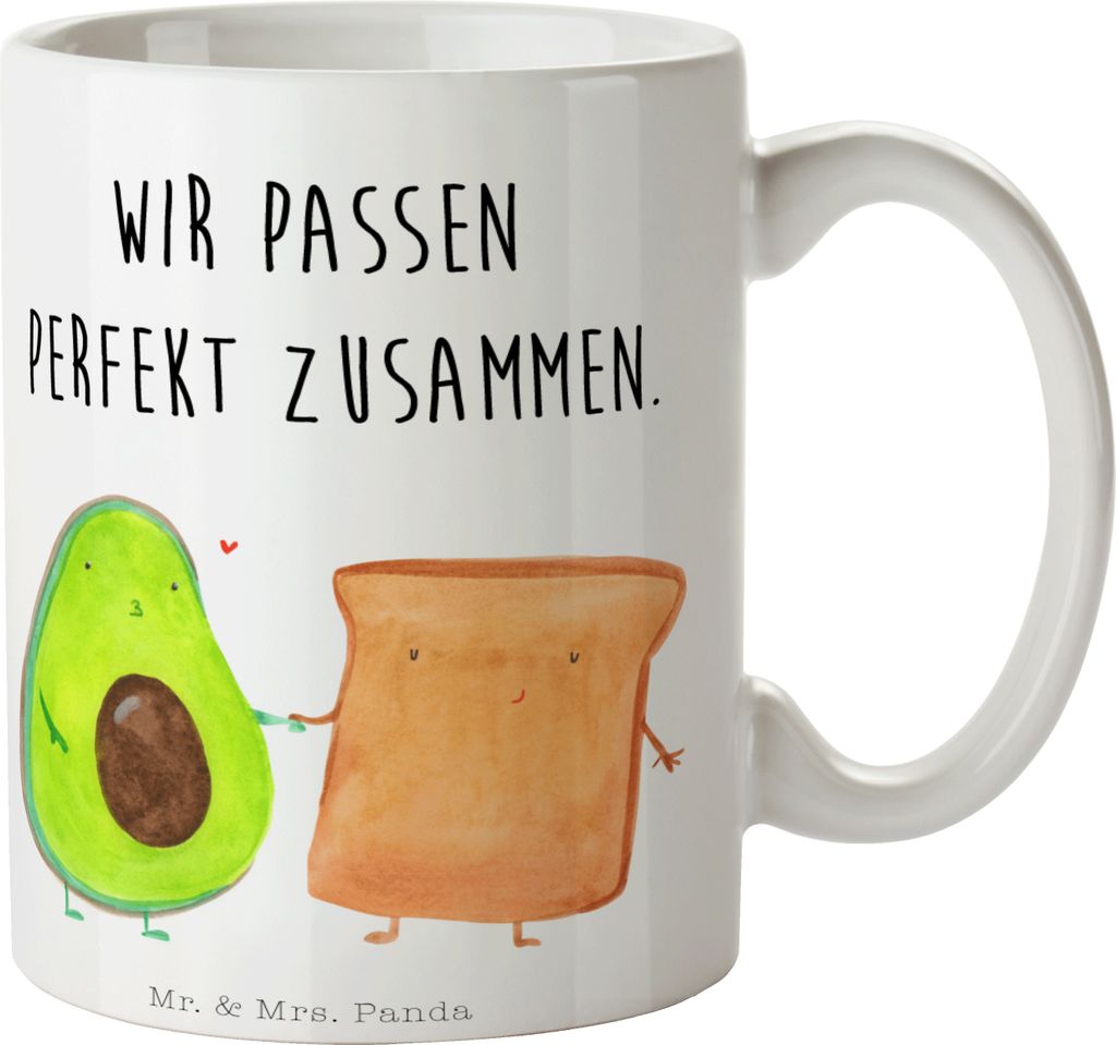 Mr. & Mrs. Panda Tasse Avocado Toast - Weiß - Geschenk, Teetasse, Gesund, Verliebt, Verlobt, Kaffeebecher, Trinkbecher, Kaffeetasse, Becher, Liebe...