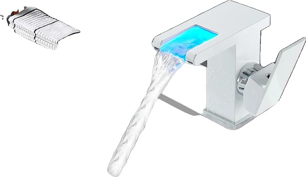 Robinet LED blanc en laiton et céramique haute qualité pour salle de bain