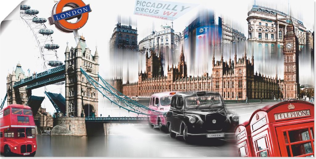 ARTland Poster London Skyline Abstrakte Collage I Größe: 100x50 cm