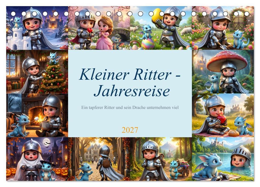 Kleiner Ritter - Jahresreise (Tischkalender 2027 DIN A5 quer), CALVENDO Monatskalender