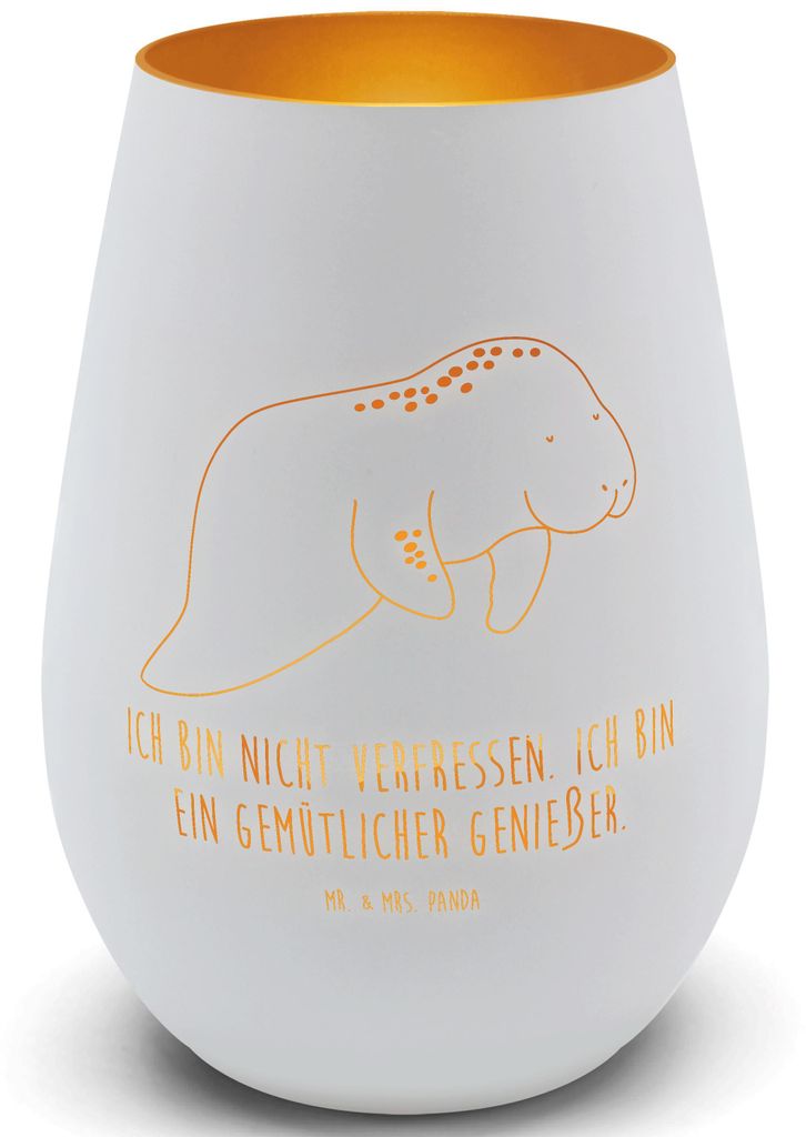 Mr. & Mrs. Panda Laterne Seekuh Chillen - Weiß - Geschenk, Glas Windlicht, Zucker, Meer, Kerzenhalter, Deko, Essen, Süßigkeiten, Teelichthalter,...