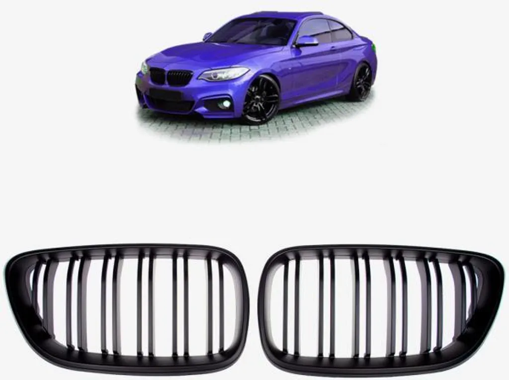 Calandre noir mat BMW Série 2 F22 F23 M235i M240i double barre ABS renforcé