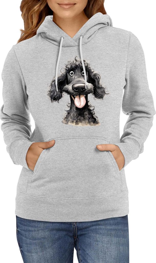 Damen Kapuzenpullover Funny Dogs Breeds Standard Poodle Dog Breed 020, Lady 2XL / Grau