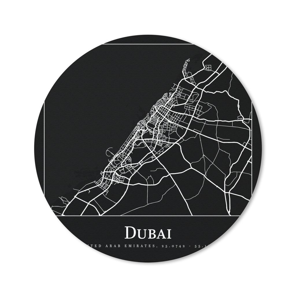 MuchoWow Mauspad Mousepad Stadtplan - Dubai - Karte 50x50 cm - Mousepads - Maus Mat - Pad - Mausunterlage - Vinyl