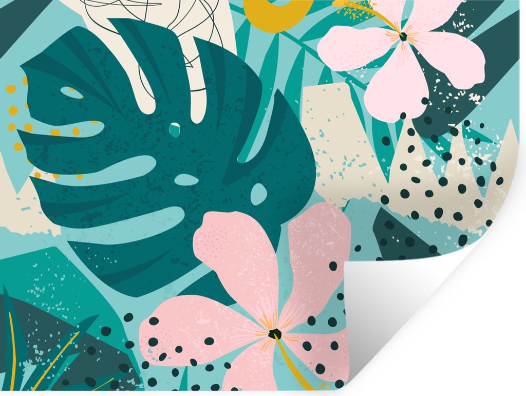 MuchoWow Wandtattoo Wandsticker Wandaufkleber Pflanzen - Illustration - Pastell - Kinder - Mädchen - Kinder 120x90 cm Selbstklebend und Repositi...