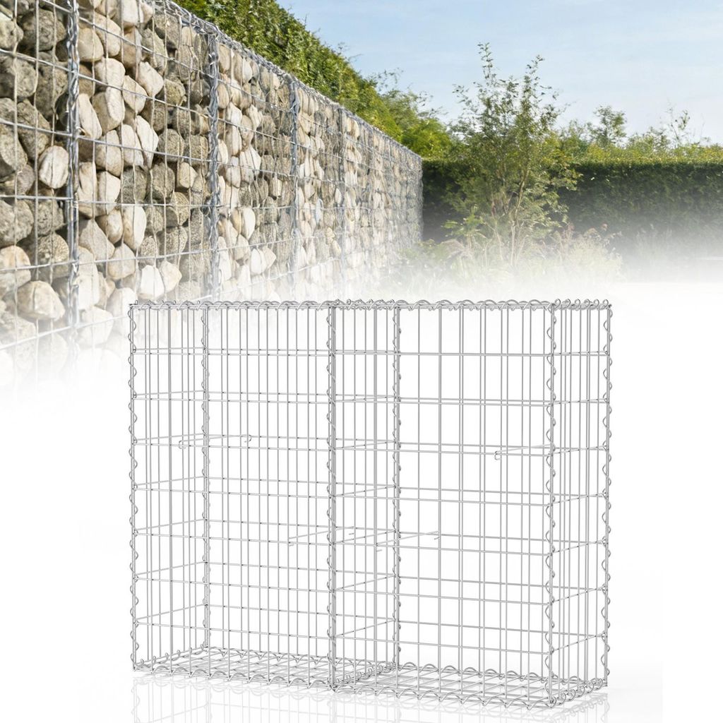 Izrielar Gabione Steingabionen Steinkorb 100x80x30 cm Gabionen Wand Mauer Drahtkorb mit 4 Aufhängehaken