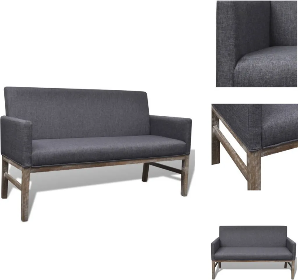 vidaXL Banc avec rembourrage Tissu Gris foncé et bois de Caoutchouc