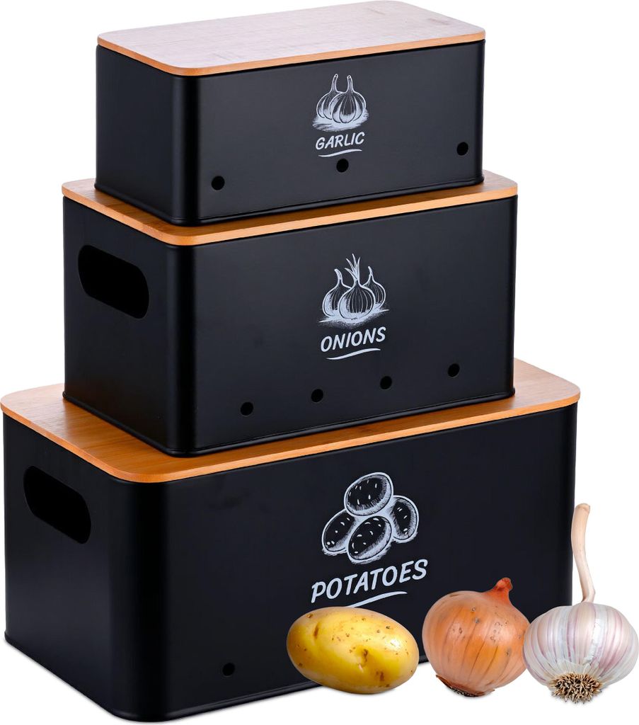 Set da 3 contenitori Relaxdays, per patate, cipolle e Immagine del prodotto 