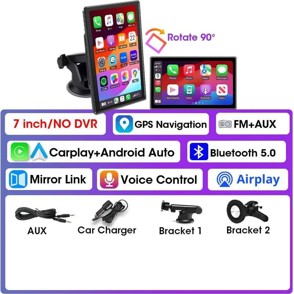 Autoradio externe avec Dashcam double flux, CarPlay et Android Auto