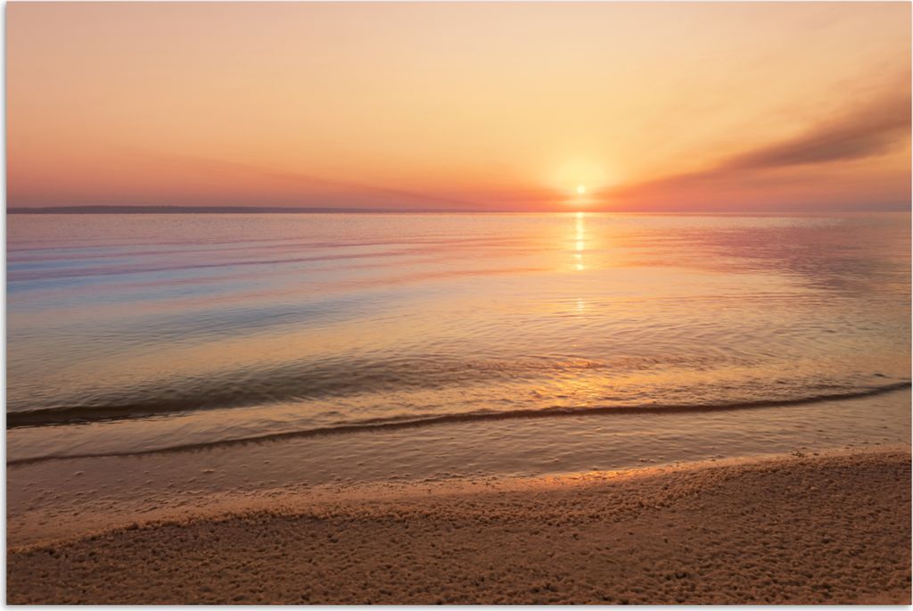 MuchoWow Poster Strand - Meer - Rosa - Sonnenuntergang 30x20 cm - Plakate - Print