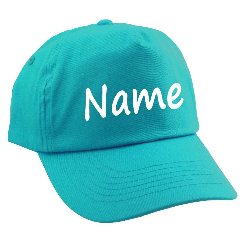 Personalisierte Cap für Kinder Baseball Kappe mit Name bedruckt verschiedene Farben.Farbe:Türkis