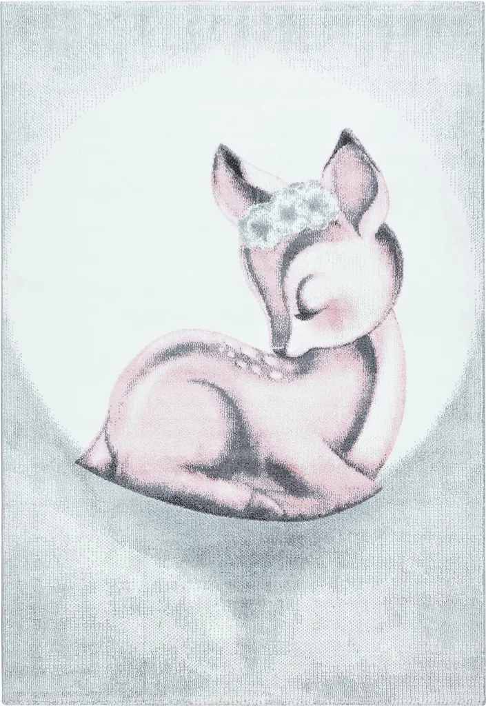 Tapis chambre enfant rose 140x200cm Bambi pour un coin lecture doux et calme