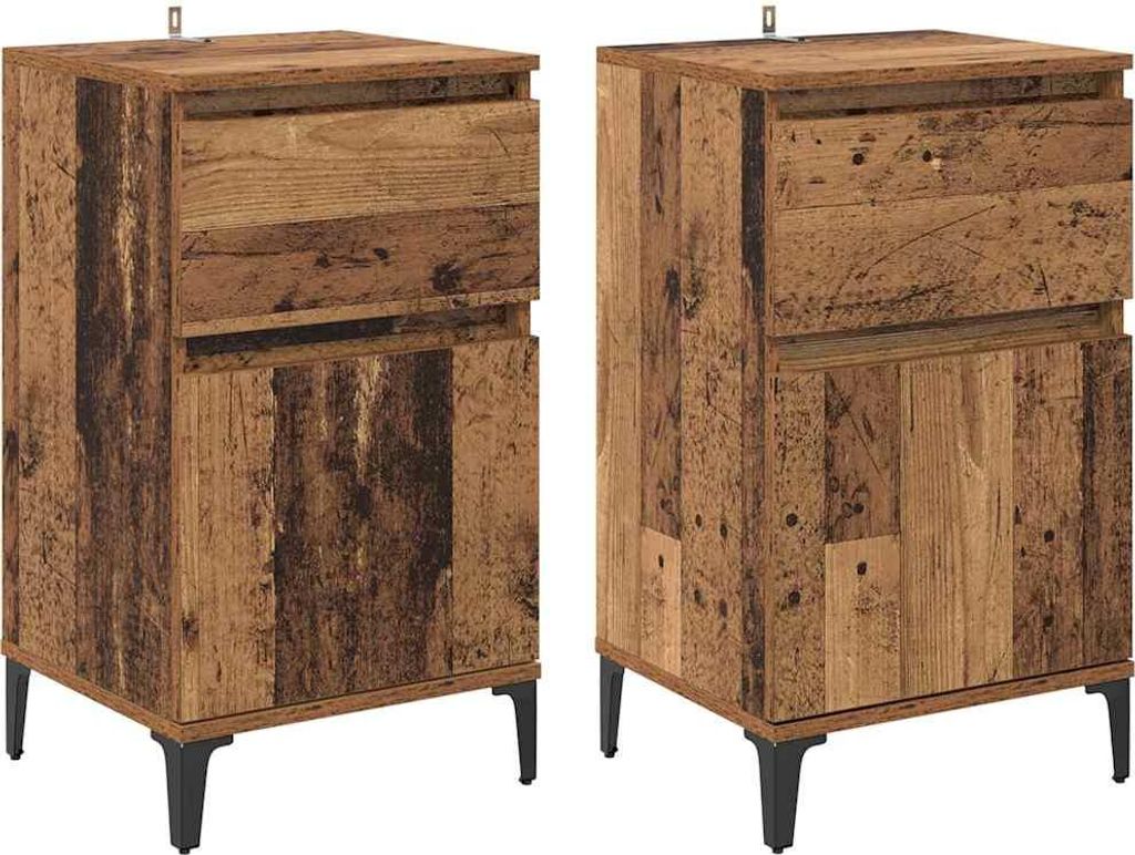 Nachttisch 2 pcs Altholz 40 x 35 x 70 cm Holzwerkstoff