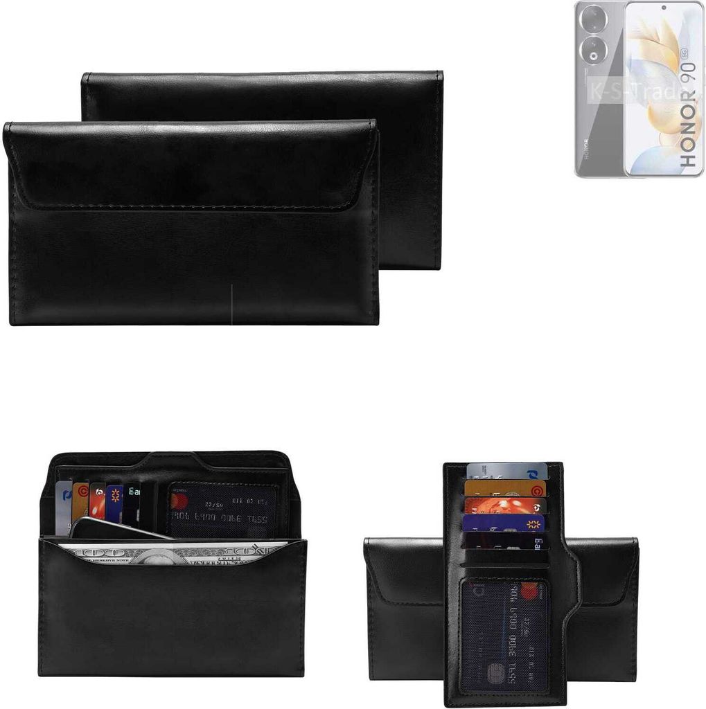 K-S-Trade Handy Hülle kompatibel mit Honor 90 Schutz Hülle Tasche Schutz Case Handytasche Kunstleder schwarz, 1x