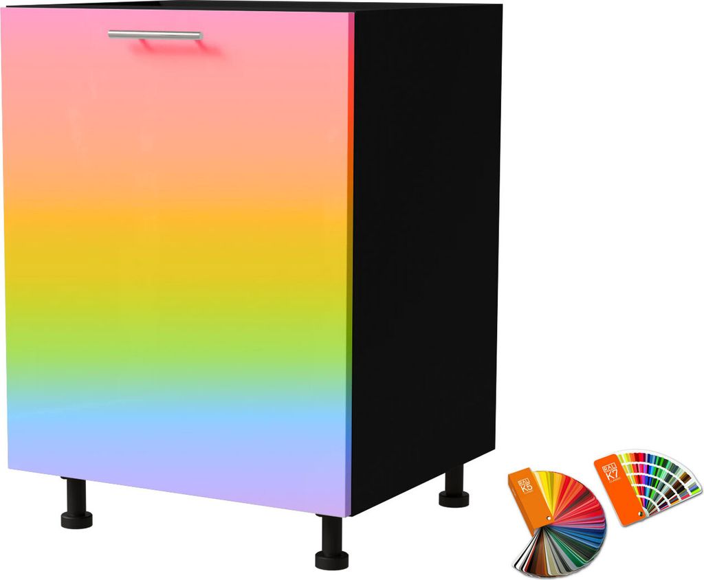 Küchenunterschrank BRERRA 60x82cm lackiert Farbe wählbar BR-D1D/60,RAL Wunschfarbe (K5 / K7),schwarz