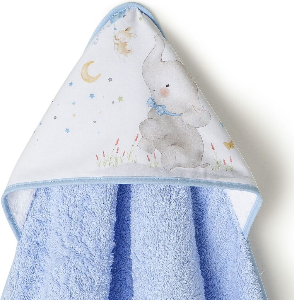 Interbaby 01227-01 Baby Kapuzenbadetuch ELEFANTE blau, Blau