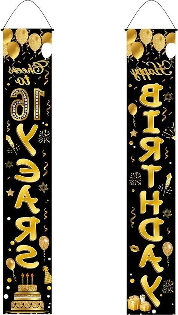 Déco 16 ans noir et or complète - Solution simple pour fête d'anniversaire