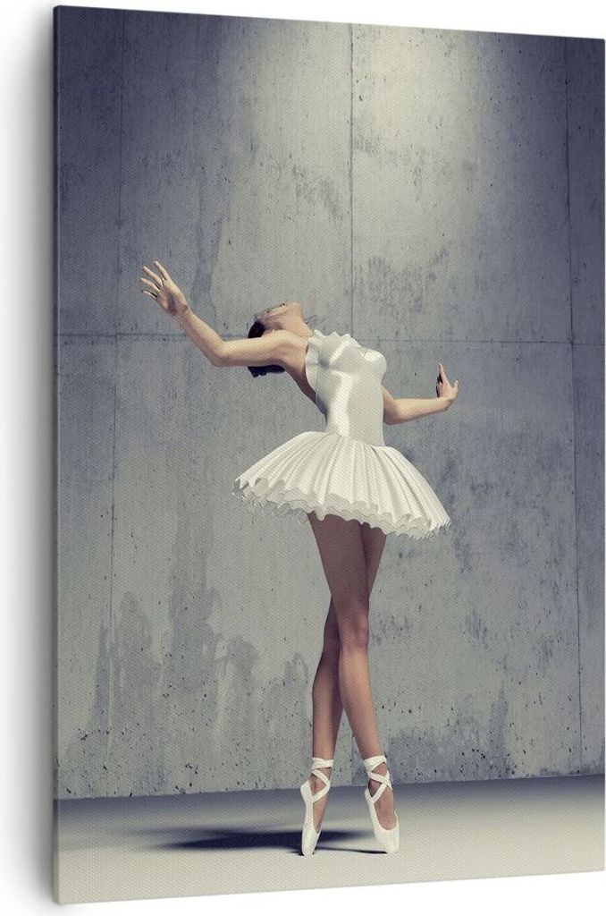 Bild auf Leinwand - Leinwandbild - Einteilig - Ballerina Weiß Wand - 70x100cm - Wand Bild - Wanddeko - Wandbilder - Leinwanddruck - Wanddekoration...