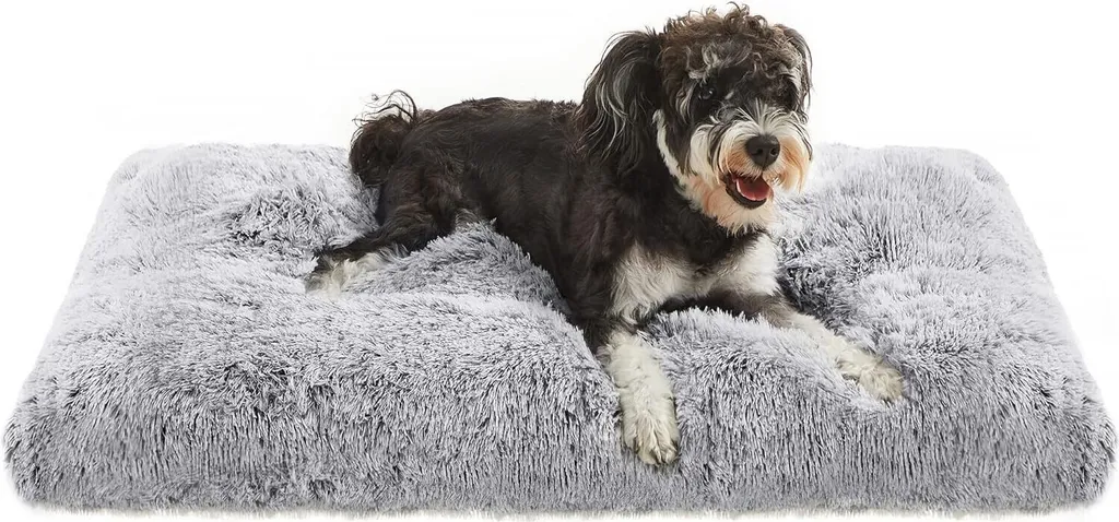 Tapis moelleux pour chien en peluche longue avec rembourrage doux