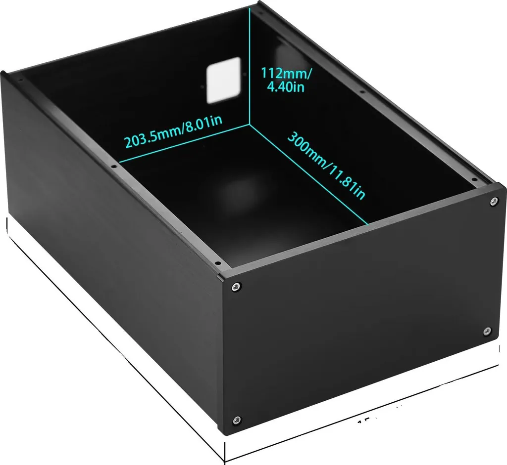 Boîtier pour amplificateur audio DIY noir aluminium format compact 220mm
