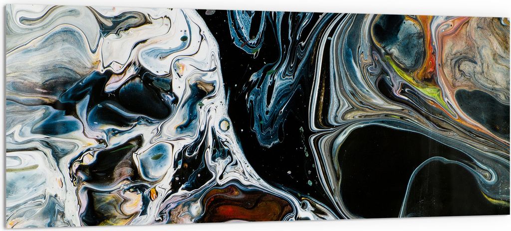 DEQORI Küchenrückwand Glas 125x50 cm 'Abstrakte Erdschichten' Spritzschutz Bad Rückwand Küche