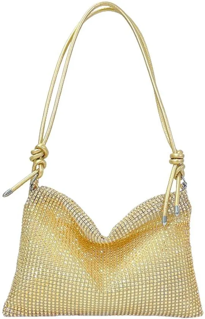 Sac à main de soirée chic pour femme et mariage couleur or brillant