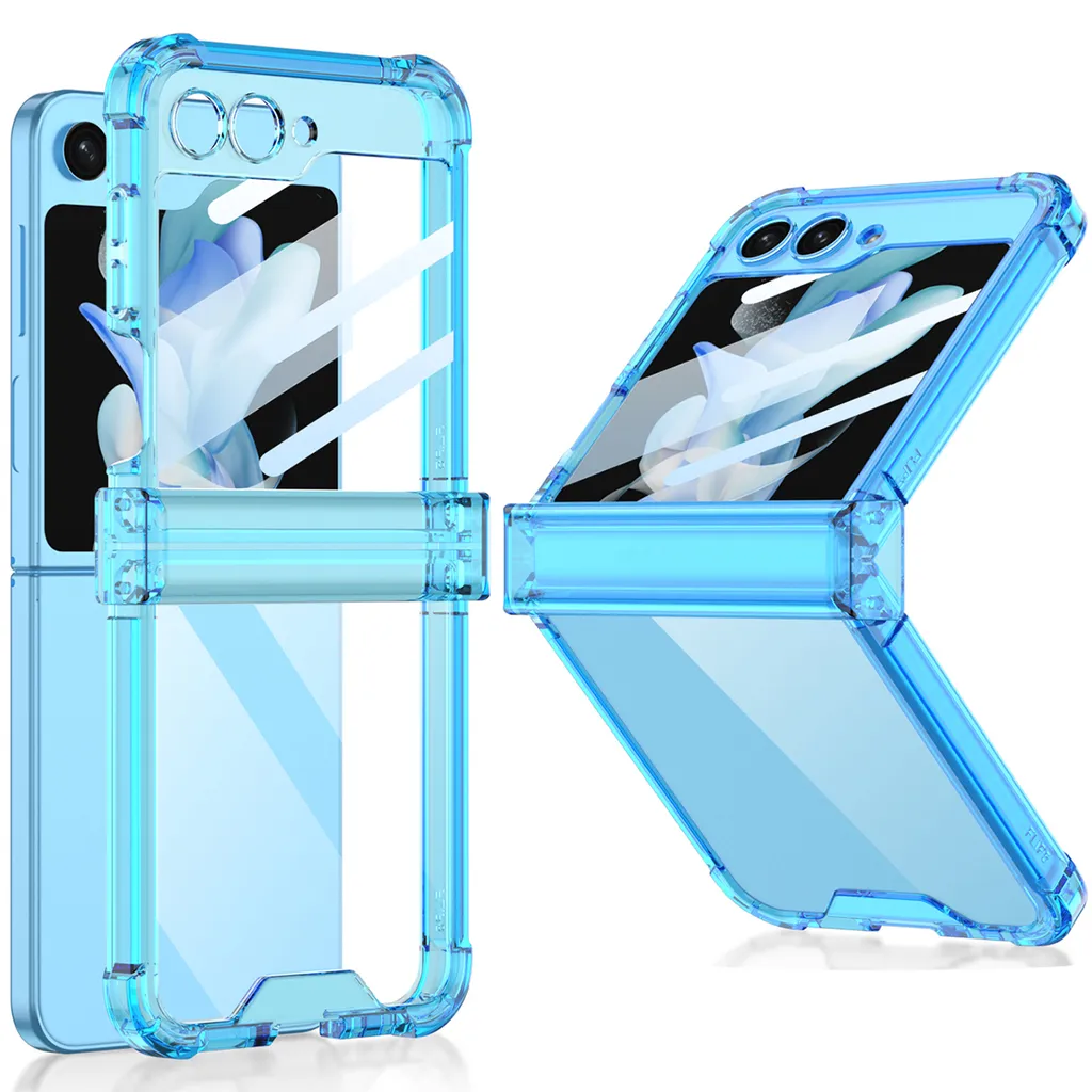 Custodia Samsung Z Flip 5 Trasparente Glam: Protezione Schermo Blu Top - 1