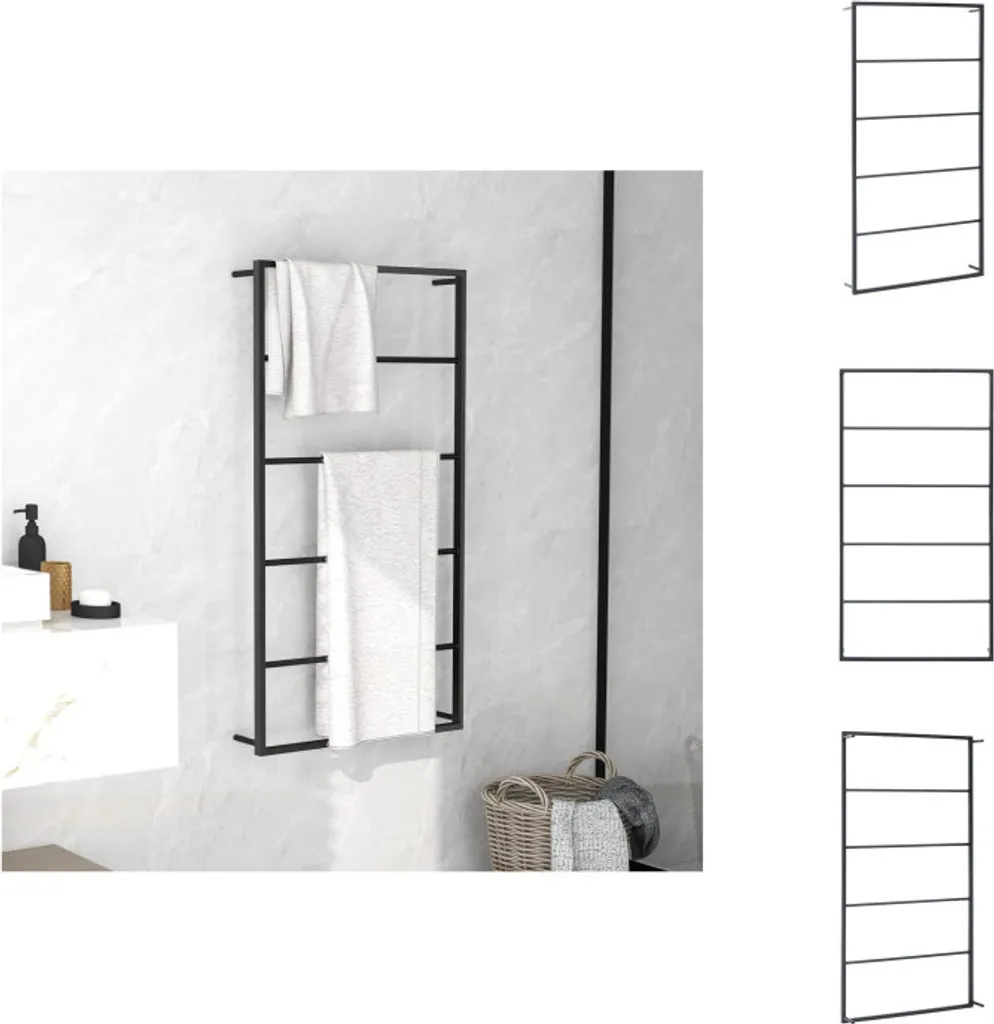 vidaXL Porte-serviettes noir 60x10x116 cm en acier - Support de bain