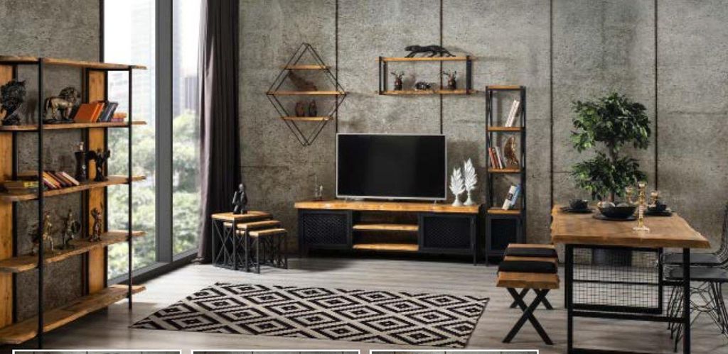 Esszimmer Garnitur Esstisch Regal Schrank rtv Wohnzimmer Set 5tlg.-