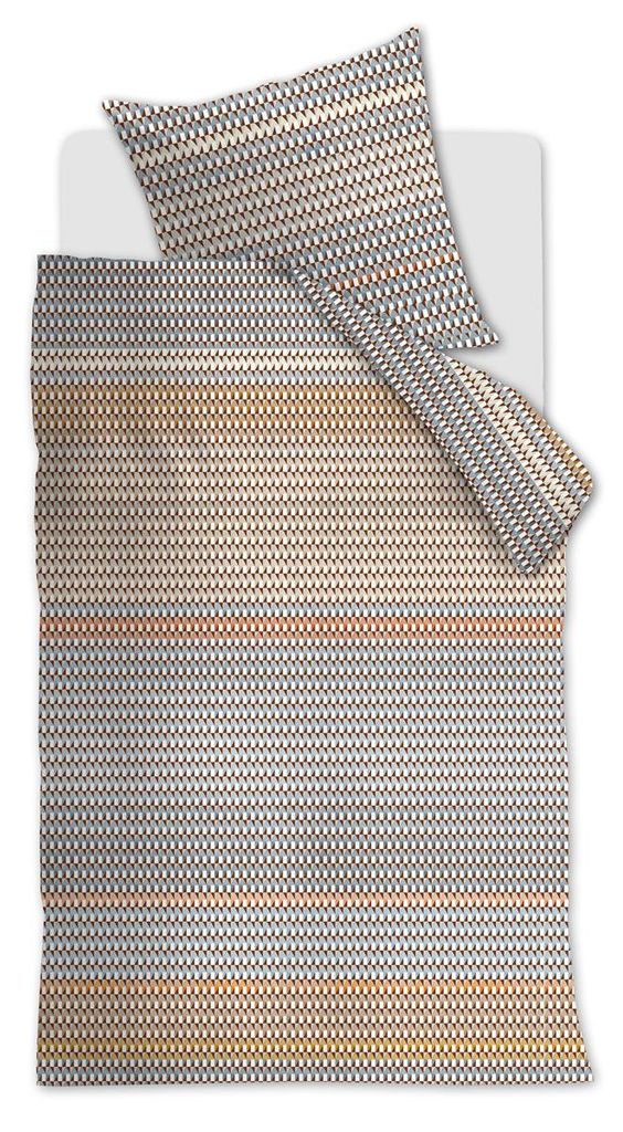 Beddinghouse Mako-Satin-Bettwäsche-Garnitur Rhythm Farbe Natur Größe 155 x 220 cm + 1x 80 x 80 cm