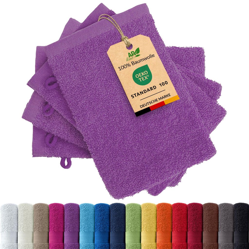 4er-Set ARIZONA Handtuch-Serie von AR Line – 100% Baumwolle, 500 g/m², 4er-Set Waschhandschuhe 15x21 cm, Orchidee