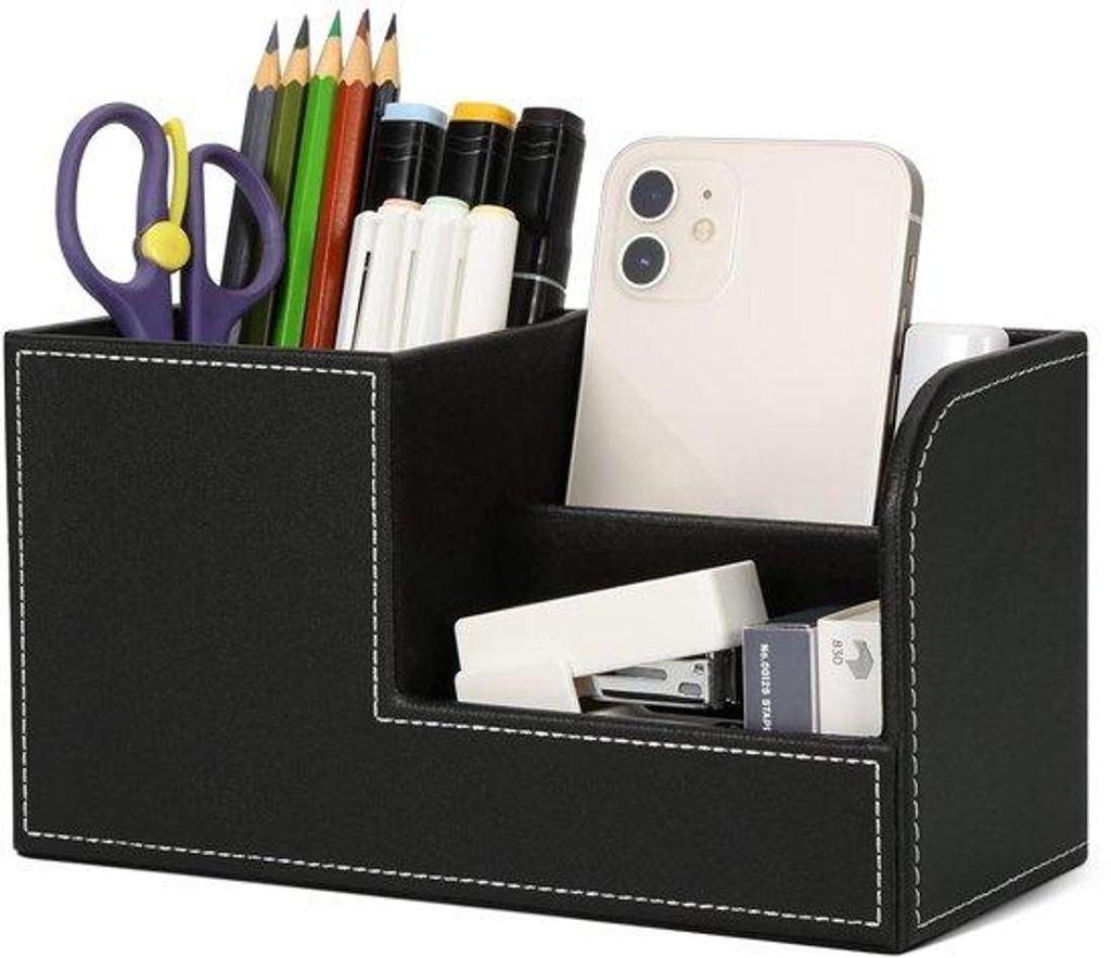 Schreibtisch-Organizer aus Leder - Raumsparend - Schwarz
