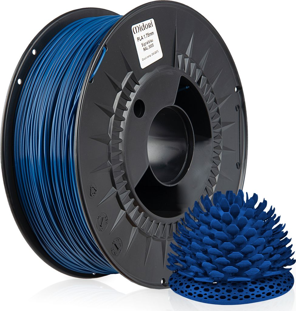 4 x MIDORI 3D Drucker 1,75mm PLA Filament 1kg Spule Rolle Premium Signalblau RAL5005