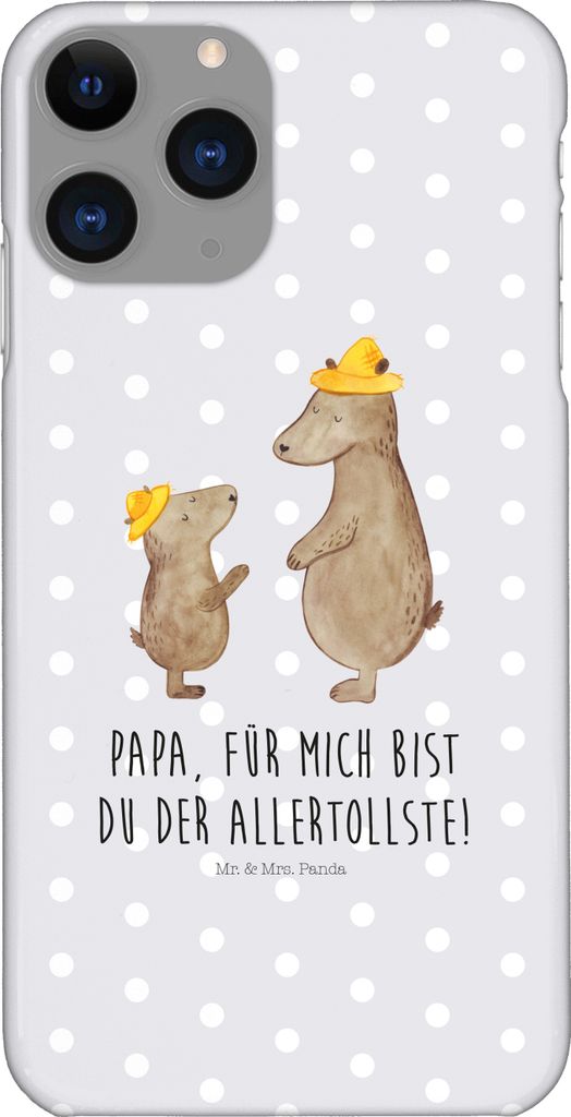 Mr. & Mrs. Panda Iphone 11 Pro Handyhülle Bären mit Hut - Grau Pastell - Geschenk, Premium Kunststoff, Familie, Bär, Vatertag, Muttertag, Family...