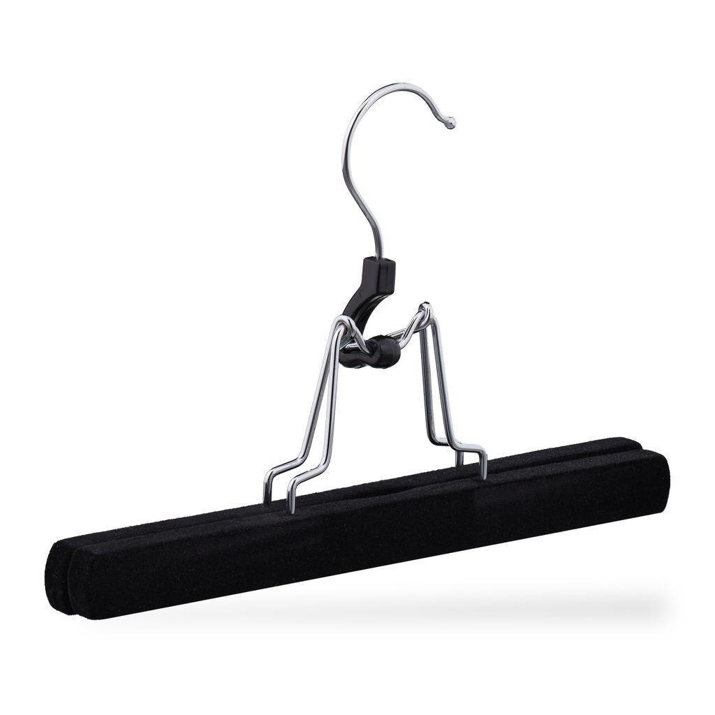 Relaxdays 3x Hosenbügel Platzsparend - Metall Bügel Mit 4 Stegen, Silber/schwarz, 44,5x37 Cm
