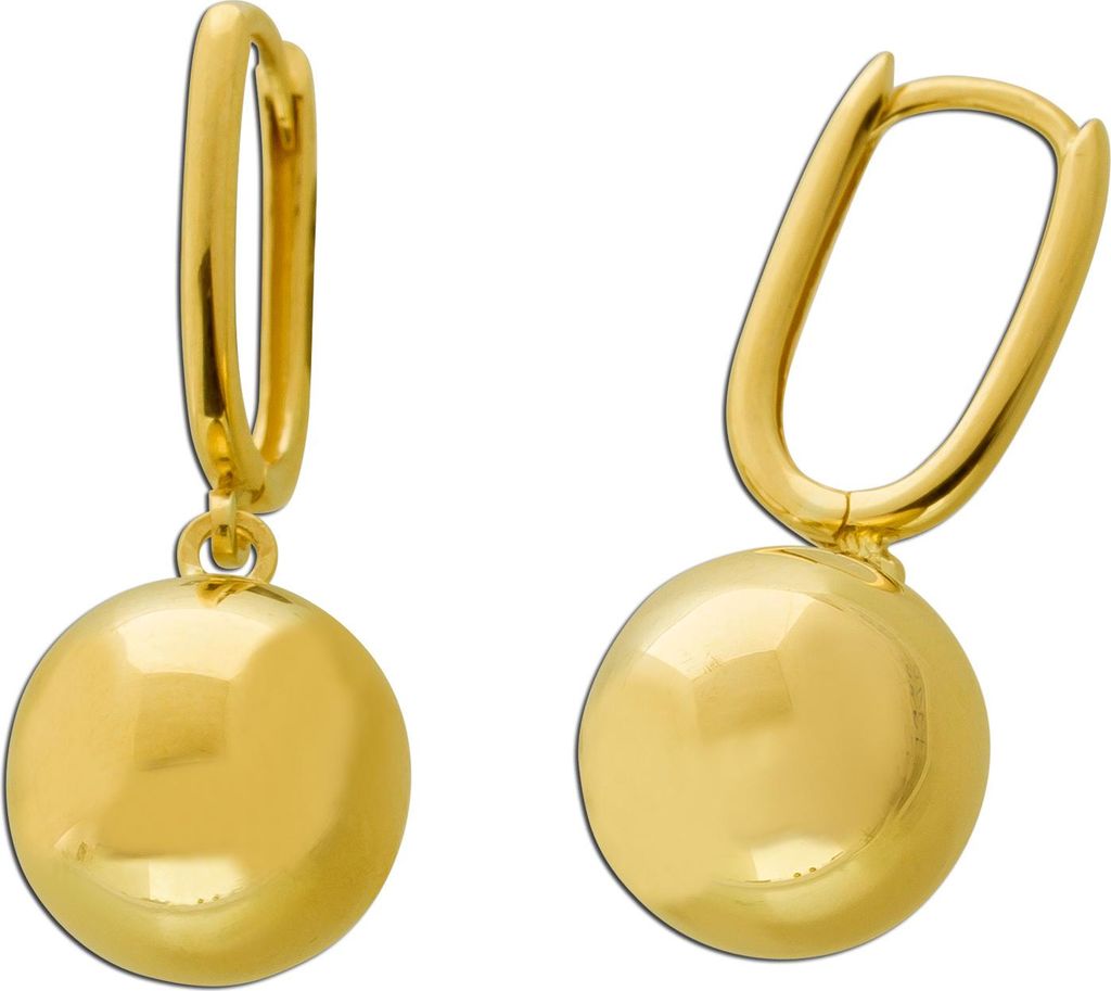 Ovale Creolen Kugel Anhänger Gold 585 14K