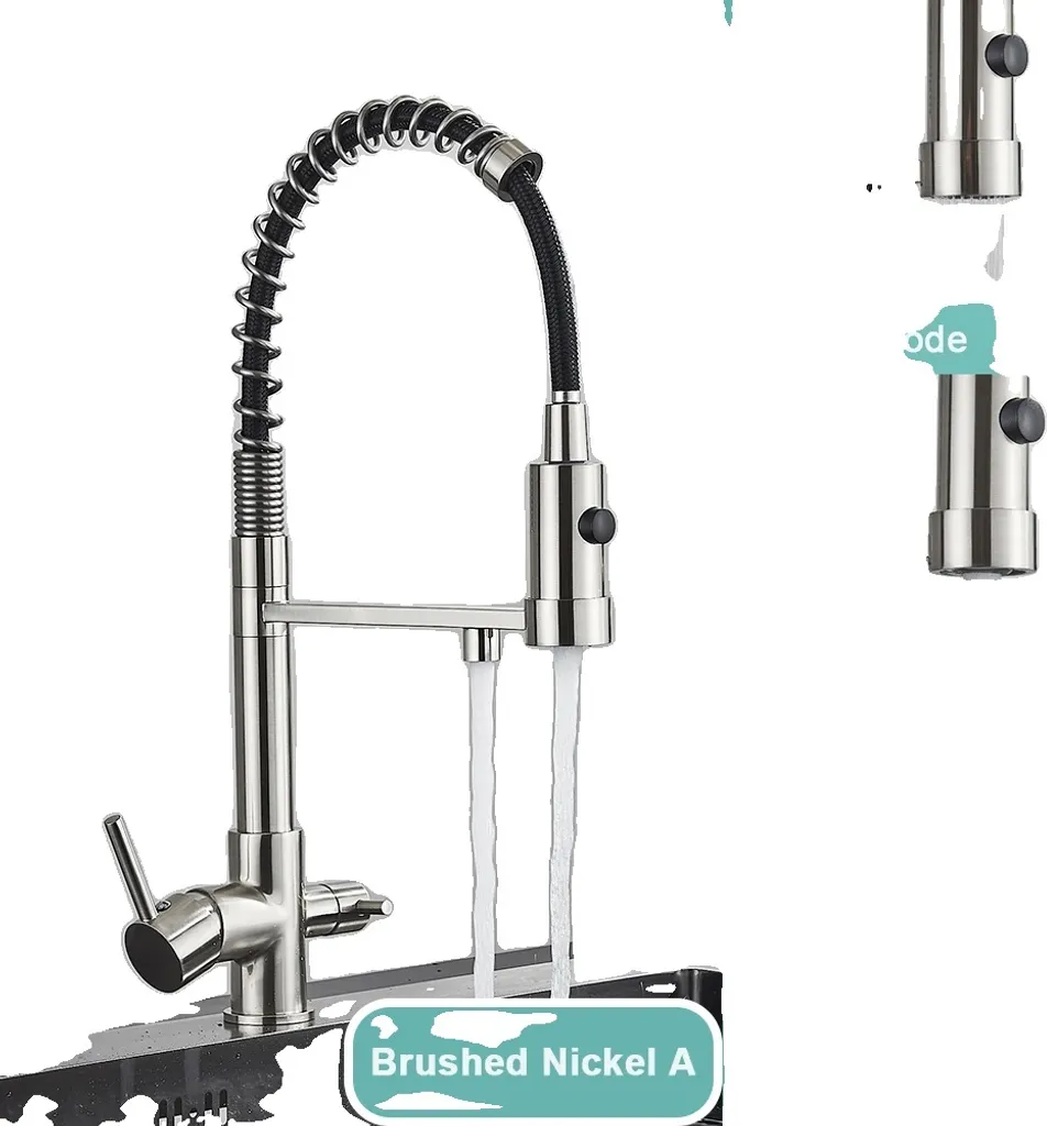 Miscelatore da cucina, Funzione spray estraibile, Doppio comando, Nickel spazzolato B