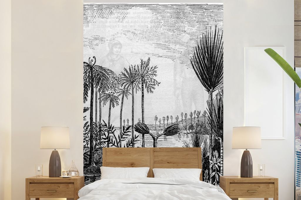 MuchoWow Fototapete für Wohnzimmer oder Schlafzimmer Wandtapete Vinyl Motivtapete Pflanzen - Natur - Design - 155x240 cm - Tapete