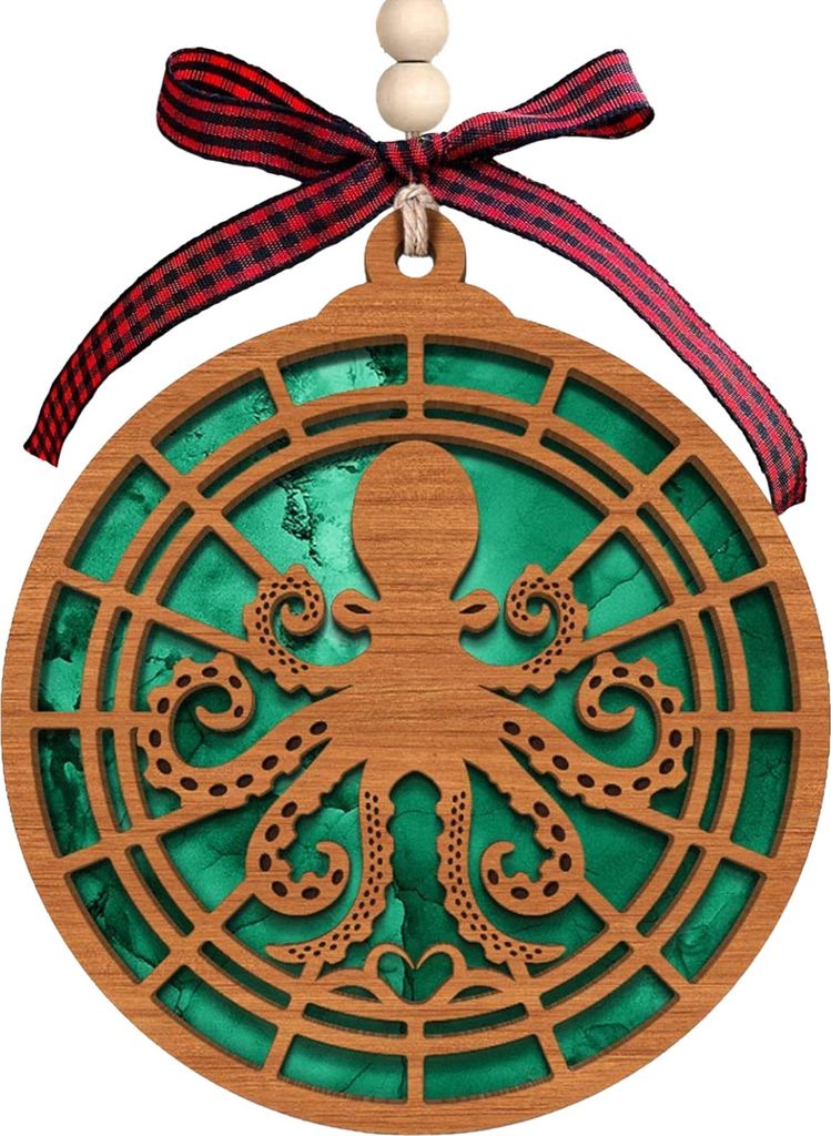 Weihnachtsschmuck mit Meeresmotiven: Seestern, Seepferdchen, Oktopus – Hängende Ornamente mit Karte – Positive und inspirierende Energie – G...