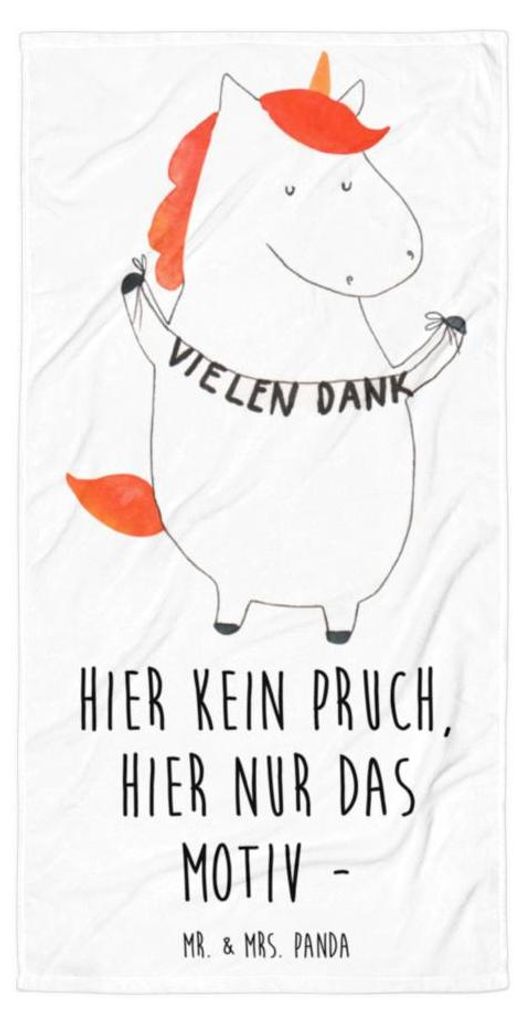 Mr. & Mrs. Panda Strandtuch Einhorn Dankeschön - Weiß - Geschenk, Danksagung, Handtuch, Badehandtuch, Frottee-Handtuch, Danke, Unicorn, Vielen Da...