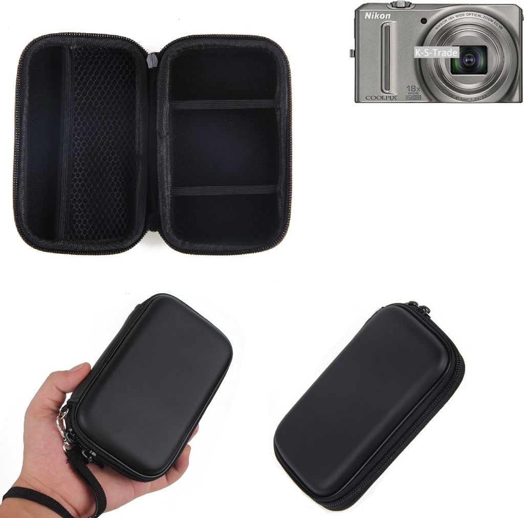 Kamera Tasche Hard Case Hardcase Schutz Hülle für Kompaktkamera kompatibel mit Nikon Coolpix S9100 mit Platz für Zubehör K-S-Trade