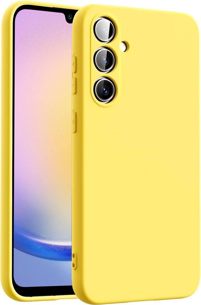 Conie TPU Schutzhülle für Samsung Galaxy A25 5G Tasche Case Cover Bumper Silikon Mikrofaser Inlay Hülle in Gelb matt