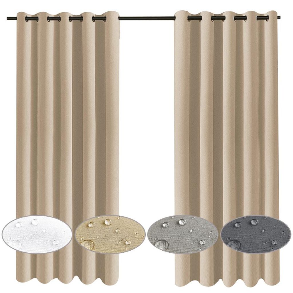 1 Stück Outdoor Vorhang Wetterfest Mit Ösen Gardinen Blickdicht Verdunklungsvorhang, Außen Garten Wasserdicht Thermovorhang, 132x213cm, Farbe: B...